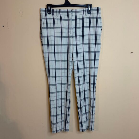 Theory wool cropped pants women’s size 8 treeca 2 mix check - Picture 1 of 6